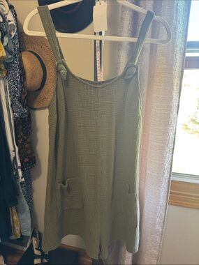 Ingrid & Isabel Olive Green Gauze Romper